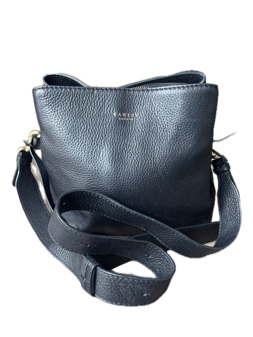 Radley London Black Pebbled Leather Triple Compartment Shoulder Bag